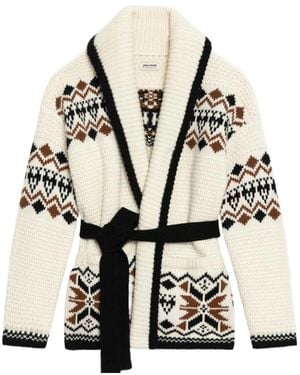 Zadig & Voltaire Erra Belted Patterned Cardigan - Natural