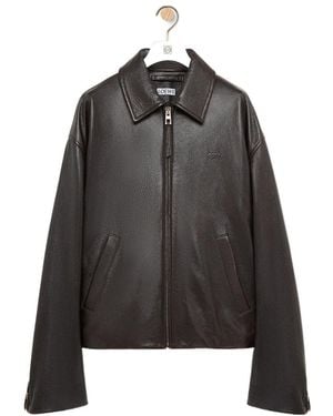 Loewe Long-Sleeved Zip-Up Leather Jacket - Black