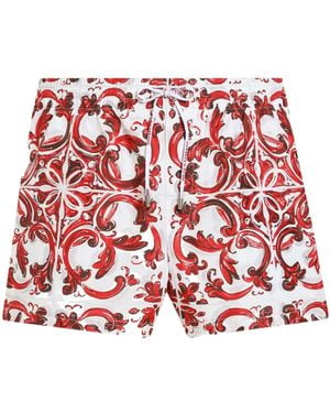 Dolce & Gabbana Maiolica Print Swim Shorts - Red