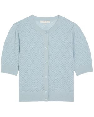 FRAME Pointelle Cashmere Blouse - Blue