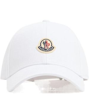 Moncler Logo Cotton Gabardine Baseball Cap - White