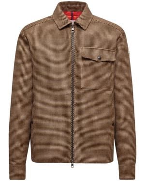 Moncler Escaut Wool Down Shirt Jacket - Brown