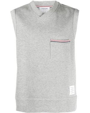 Thom Browne Rwb-Stripe Cotton Vest - Grey