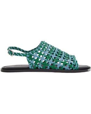 JW Anderson Net Woven Leather Sandals - Green