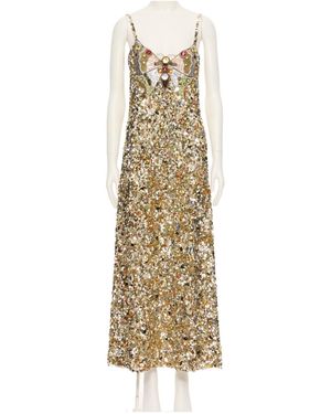 Valentino Embroidered Tulle Illusione Midi Dress - Metallic