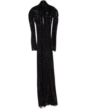 Gucci Stretch Nylon Jersey Dress With Crystals - Black
