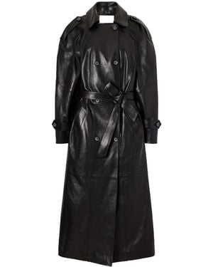 Magda Butrym Double-Breasted Full-Grain Leather Trench Coat - Black