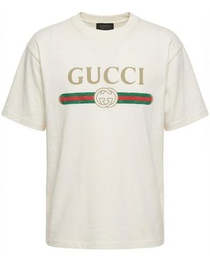 Gucci Logo Cotton Jersey And Silk T-Shirt - White