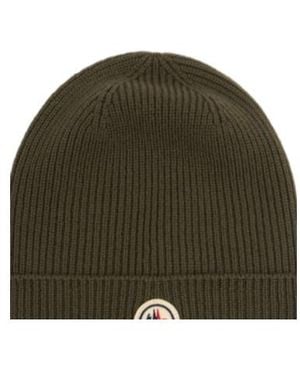 Moncler Logo Virgin Wool Beanie - Green