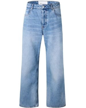 Ami Paris Solid Color Denim Long Pants - Blue