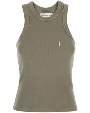 ICON DENIM Luna Ribbed Sleeveless Knitted Top - Green