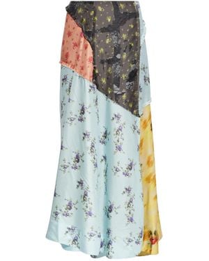 Ganni Patchwork Floral-Print Skirt - Blue