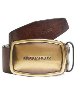 DSquared² Logo Engraved Buckle Belt - Brown