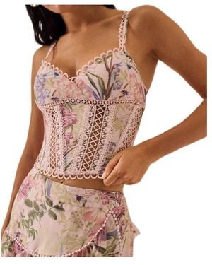 Charo Ruiz Ibiza Poppy Embroidered Bustier Top - Brown