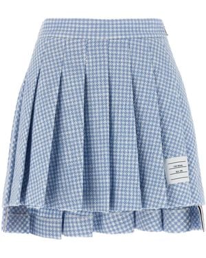 Thom Browne Pleated Checked Mini Skirt - Blue