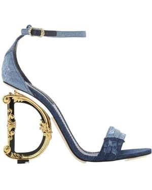 Dolce & Gabbana Dg Heel Denim Sandals - Blue