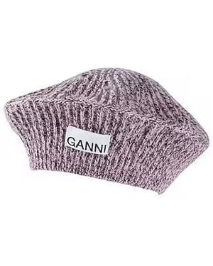 Ganni Lightweight Knitted Beret - Purple