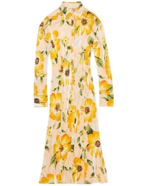 Acne Studios Floral-Print Midi Dress - Metallic