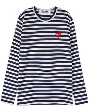 COMME DES GARÇONS PLAY Long-Sleeved Striped T-Shirt - Blue