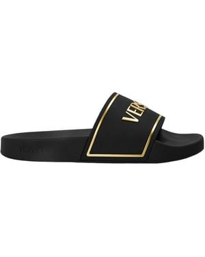 Versace Emboss Pool Sliders - Black