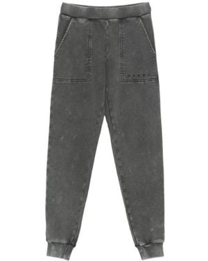 Marni Acid-Wash Logo-Print Track Trousers - Grey
