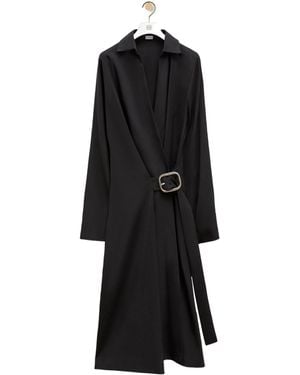 Loewe Long-Sleeved Belted Midi Dress - Black