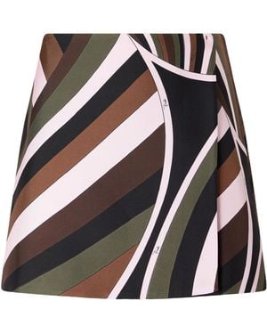 PUCCI Wrap-Effect Printed Silk-Twill Mini Skirt - Black