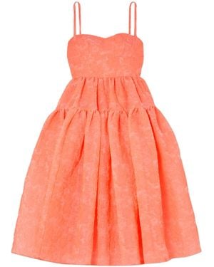 Erdem Abelia Layered Pleated Dress - Orange