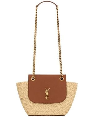 Saint Laurent Small Manon Raffia Crossbody Bag - White