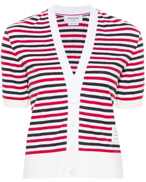 Thom Browne Short-Sleeved Striped Cardigan - Red