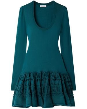 Alaïa Ruffled Wool-Blend Mini Dress - Green