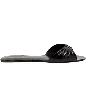 Saint Laurent Minimalist Ruched Sandals - Black