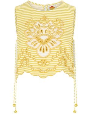FARM Rio Embroidered Piping Vest - Yellow