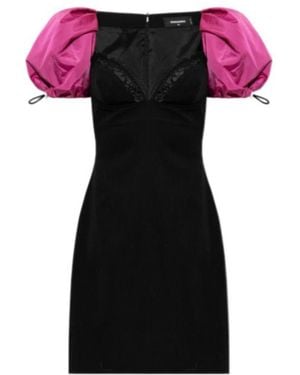 DSquared² Snow-Tech Lace-Trim Mini Dress - Black