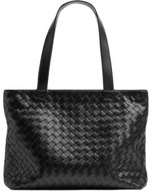 Bottega Veneta Small Intrecciato Zipped Tote Bag - Black