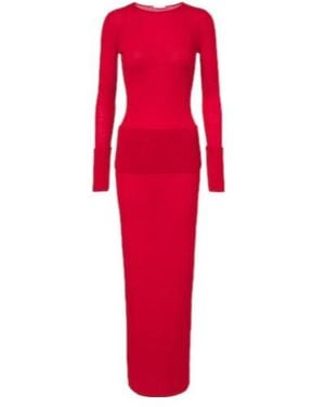 Alaïa Wool Maxi Dress - Red