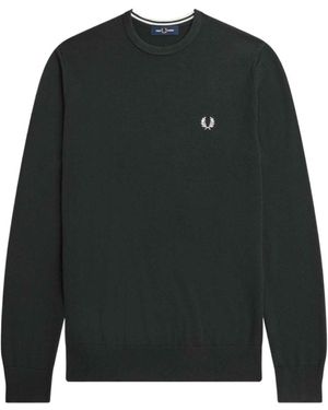 Fred Perry Logo-Embroidered Crew-Neck Sweater - Black
