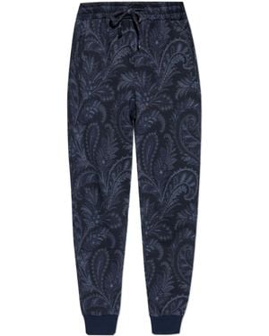 Etro Paisley-Print Drawstring Sweatpants - Blue
