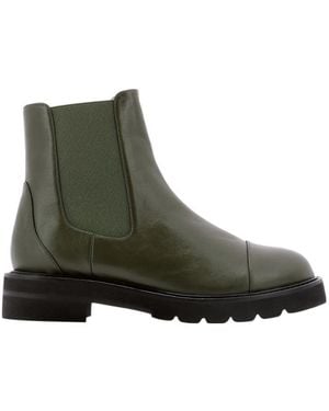 Stuart Weitzman Logo Square Round Head Short Boots - Green
