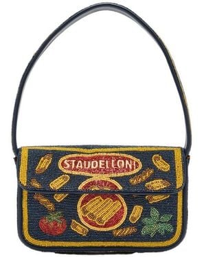 STAUD Tommy Beaded Shoulder Bag - Black