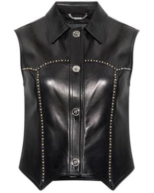 Versace Stud-Embellished Button-Up Gilet - Black