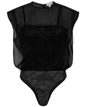 Alaïa Alaïa Georgette Bodysuit Top - Black