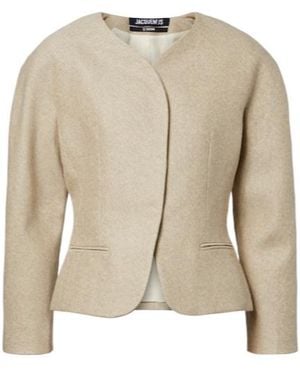 Jacquemus Ovalo Cotton And Linen Jacket - Natural