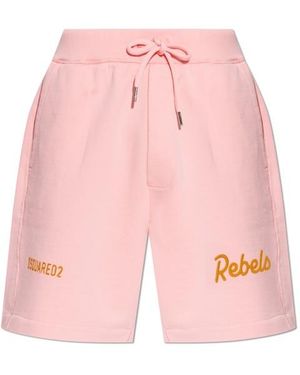 DSquared² Shorts With Embroidered Logo - Pink