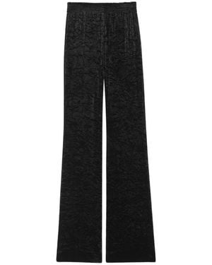 Saint Laurent Wide Leg Velvet Trousers - Black