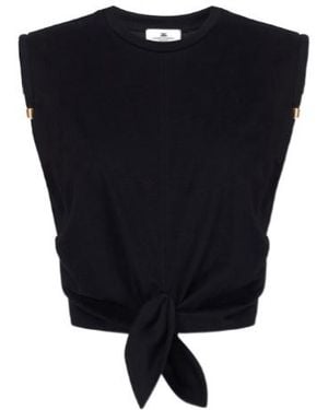 Elisabetta Franchi Jersey T-Shirt With Knot - Blue