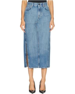Givenchy Logo Patch Denim Skirt - Blue