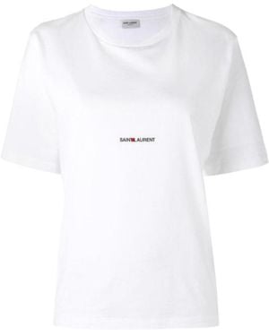 Saint Laurent Logo-Print Crew-Neck T-Shirt - White
