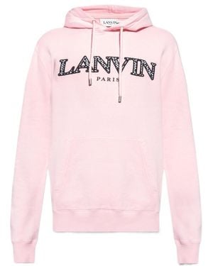 Lanvin Logo Embroidered Drawstring Hoodie - Pink