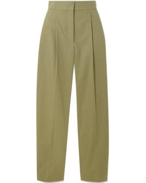 JOSEPH Paver Pleated Cotton Tapered Pants - Green